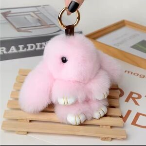 NEW Baby Pink Fur Bunny Bag Charm / Keychain